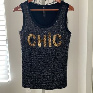 Black Sleeveless Sequence top
